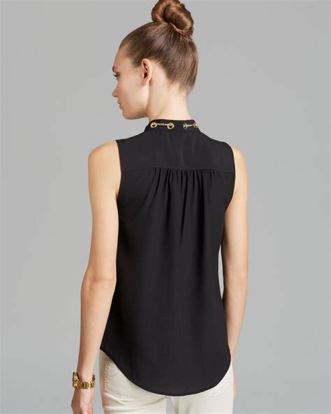 michael kors black sleeveless blouse top 183690407379|Women's Black Designer Tops .